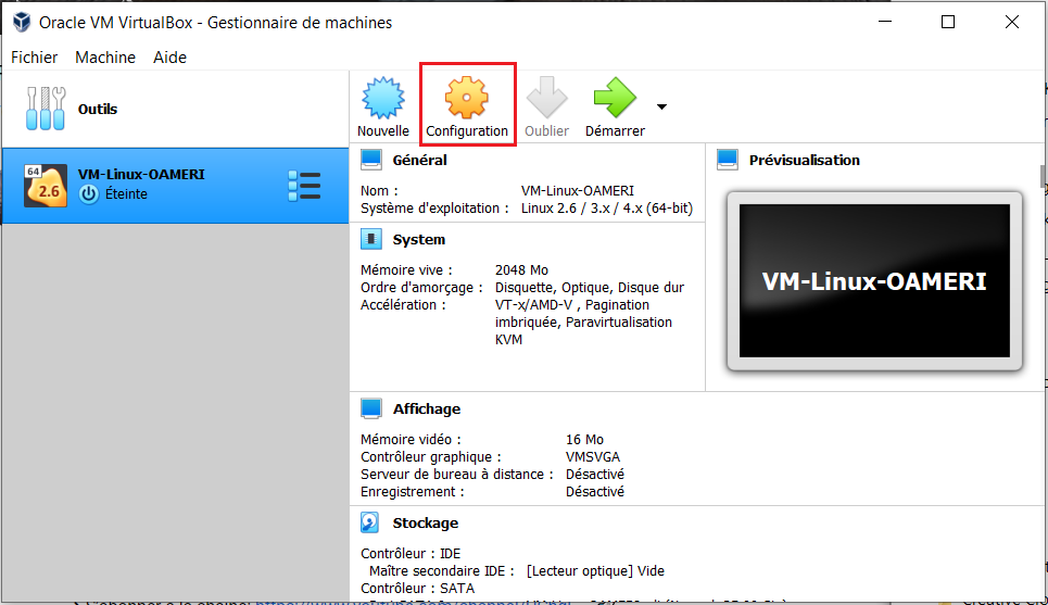 Création de machine virtuelle sous Virtual Box